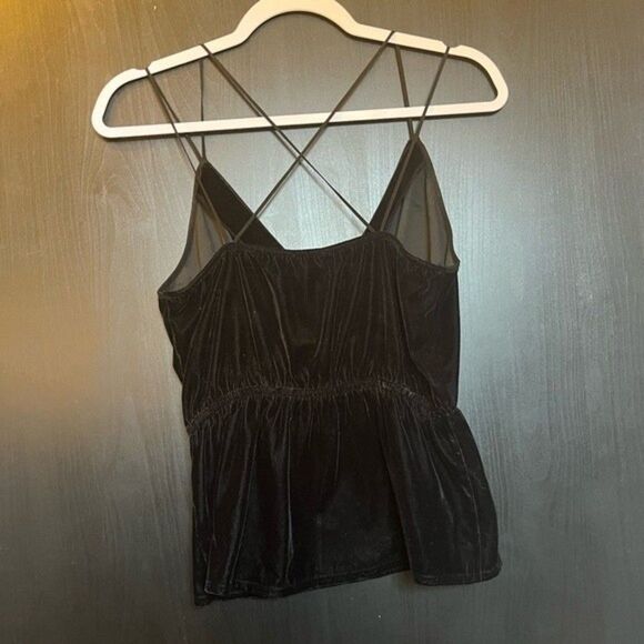 Express Black Velvet Strappy Faux Wrap Cami Tank Top Size Small - Picture 3 of 9